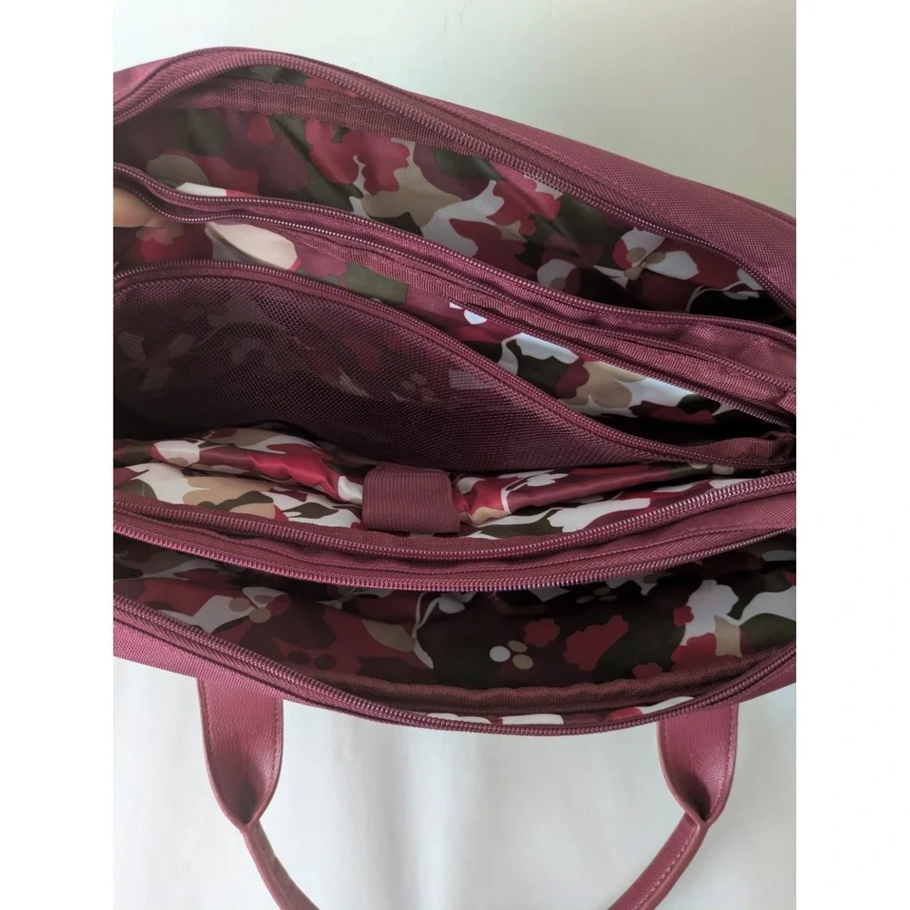 Samantha Brown Laptop Bag & Wallet Set Women OS Burgundy Recycled Fabric Travel